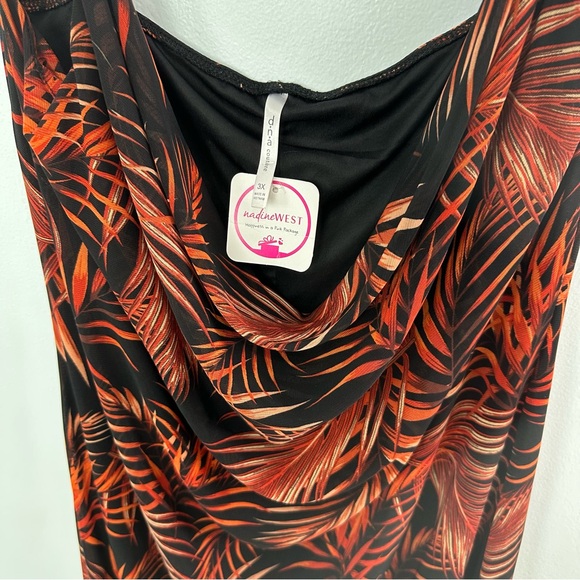 d.n.a. Couture Size 3X Black & Rust Tropical Spaghetti Strap Lined Dress NWT - Picture 3 of 8